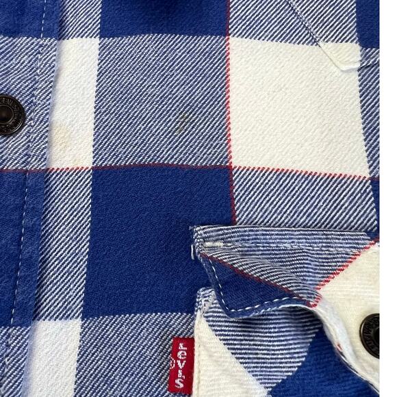 Levi’s NY Giants Plaid Button Down Flannel Shirt size medium NFL blue white - Picture 7 of 9